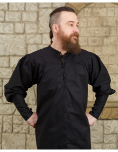 Camicia medievale con lacci modello Simon, nera