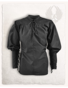 Camicia medievale con lacci modello Simon, nera 2