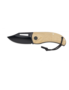 Coltello da campo manico in legno naturale lama nera...