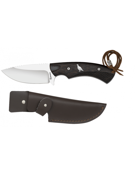 Coltello da caccia per pernici con fodero in cuoio (lunghezza 22,3 cm.)