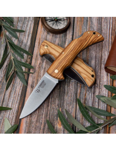 Coltello da caccia Galatea, manico in olivo naturale...