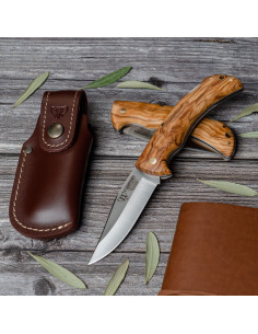 Coltello da caccia Artemisa, manico in olivo naturale...