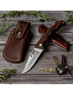 Coltello da caccia Texana, manico in stamina rosso satinato