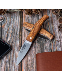 Coltello da caccia Delta, manico in olivo naturale satinato