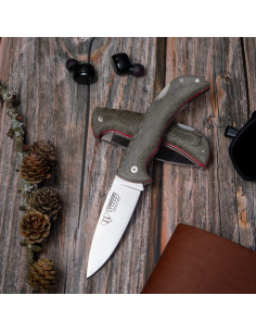 Coltello da caccia Athenea, manico in tela verde
