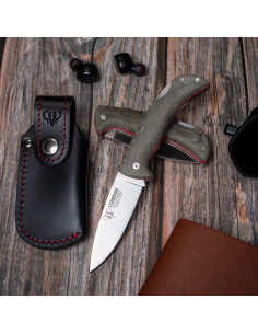 Coltello da caccia Athenea, manico in tela verde (con...