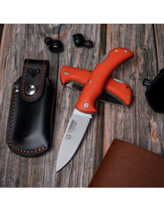 Coltello da caccia Athenea, manico in G10 arancione (con...