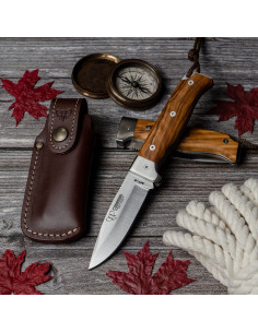 Coltello da caccia MT-4, manico in olivo naturale satinato