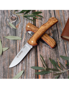 Coltello da caccia Pandora, manico in ulivo naturale...