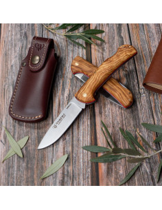 Coltello da caccia Pandora, manico in ulivo naturale...