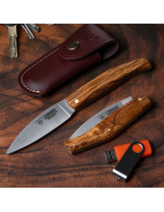 Coltello da caccia Cudeman, manico in ulivo naturale (con...
