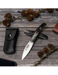 Coltello da caccia Cudeman con fodero, manico in corno di...