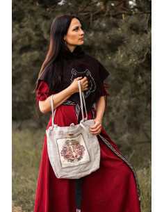 Borsa con ricamo vichingo modello Tora, bianco naturale 2