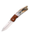 Coltello da caccia design cervo, manico in legno e ABS (totale 19 cm.)