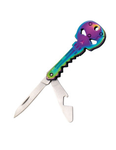 Portachiavi Teschio Blu, Coltello e Apribottiglie