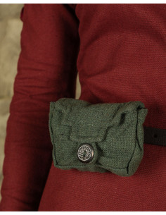 Piccolo marsupio medievale modello Borchard, in cotone verde