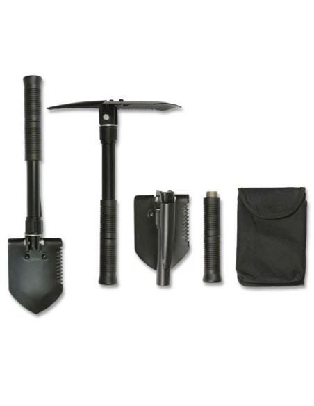 Piccone e pala di sopravvivenza neri