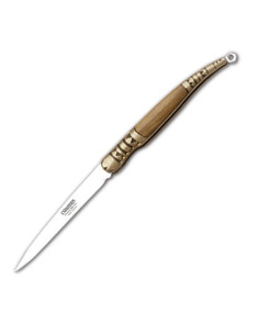 Coltello a stiletto con manico in legno d'ulivo, lama 5,5...