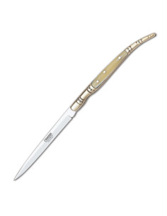 Temperino tipo stiletto con manico imitazione corno, lama...