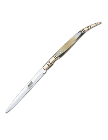 Coltello stiletto con manico in finto corno, lama 11 cm.