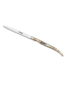 Coltello stiletto con manico in finto corno, lama 10 cm. 2