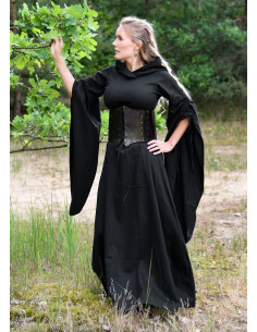 Abito medievale donna maniche a tromba, nero
