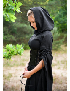 Abito medievale donna maniche a tromba, nero 2