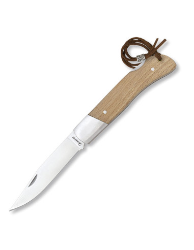 Coltellino tascabile Albainox con manico in legno e ghiera in acciaio, 7,8 cm.