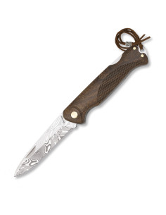 Coltellino Albainox con lama decorata e manico in legno