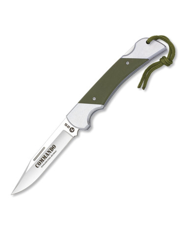 Coltello tattico Commando manico in acciaio + G10 verde