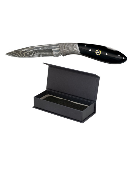 Coltello nero in acciaio di Damasco,...