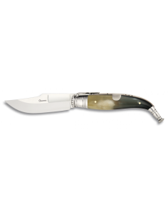 Coltello con manico in corno di toro, lama 10 cm.