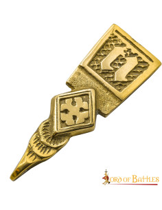 Accessorio decorativo medievale in ottone per cintura