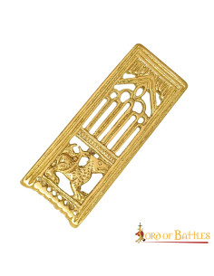 Accessorio decorativo medievale in ottone per cintura