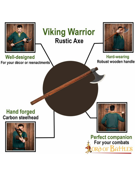 Lunga ascia vichinga con testa in...