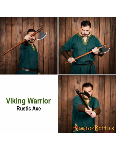 Lunga ascia vichinga con testa in...
