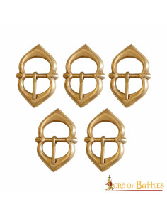 Set di 5 fibbie in ottone per cinghie di armatura