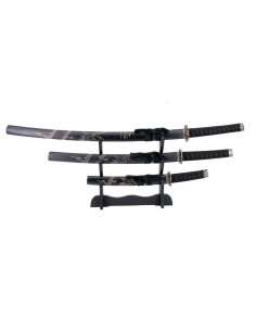 Set di Katana, Wakizashi e Tanto con Supporto: Replica...