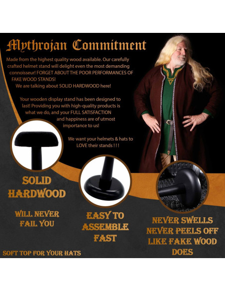 Espositore per caschi in legno nero