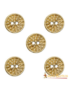 Set 5 bottoni medievali decorati in corno corno
