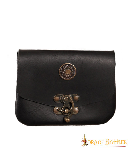 Borsa medievale in pelle nera con...
