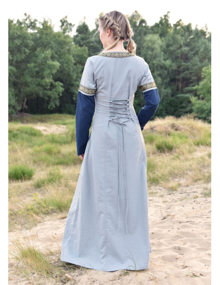 Vestito Medieval Leonor in blu-grigio