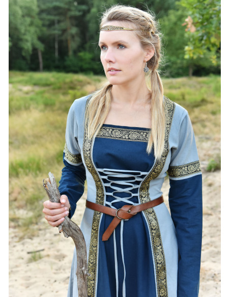 Vestito Medieval Leonor in blu-grigio
