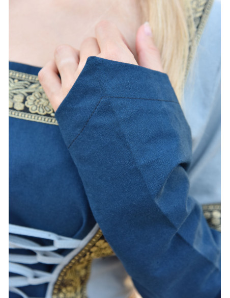 Vestito Medieval Leonor in blu-grigio