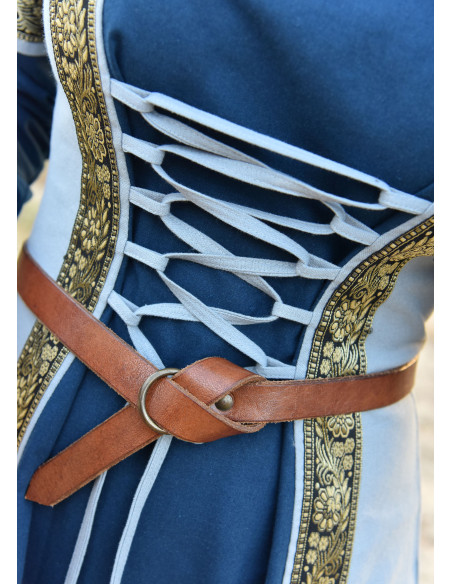 Vestito Medieval Leonor in blu-grigio