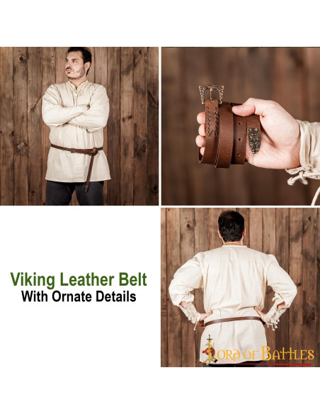 Cintura stretta vichinga marrone con...