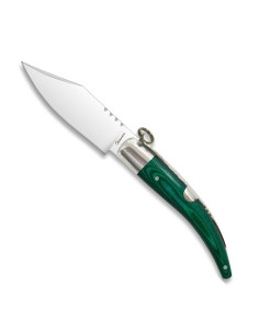 Coltello tascabile con manico verde e anello (19 cm.)
