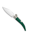 Coltello tascabile con manico verde e anello (19 cm.)