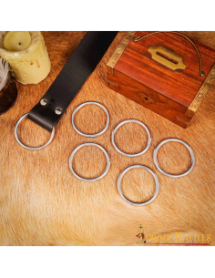 Set di 5 anelli nichelati per cinture o indumenti medievali 2