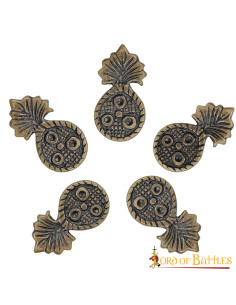 Set di 5 ornamenti di ananas in ottone invecchiato per...